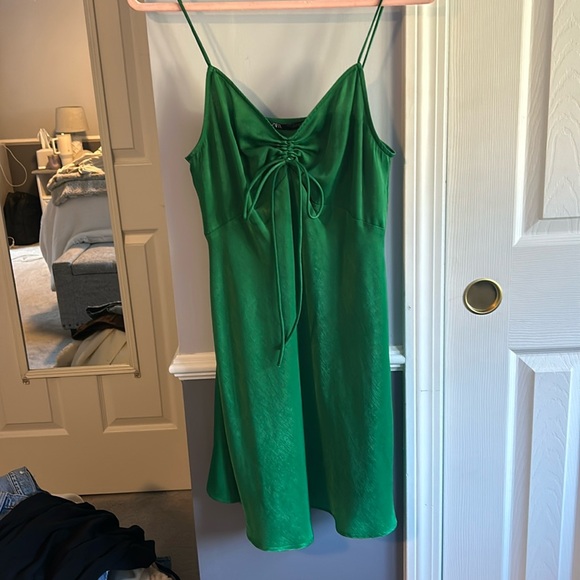 Zara Green Satin Dress - Picture 1 of 4